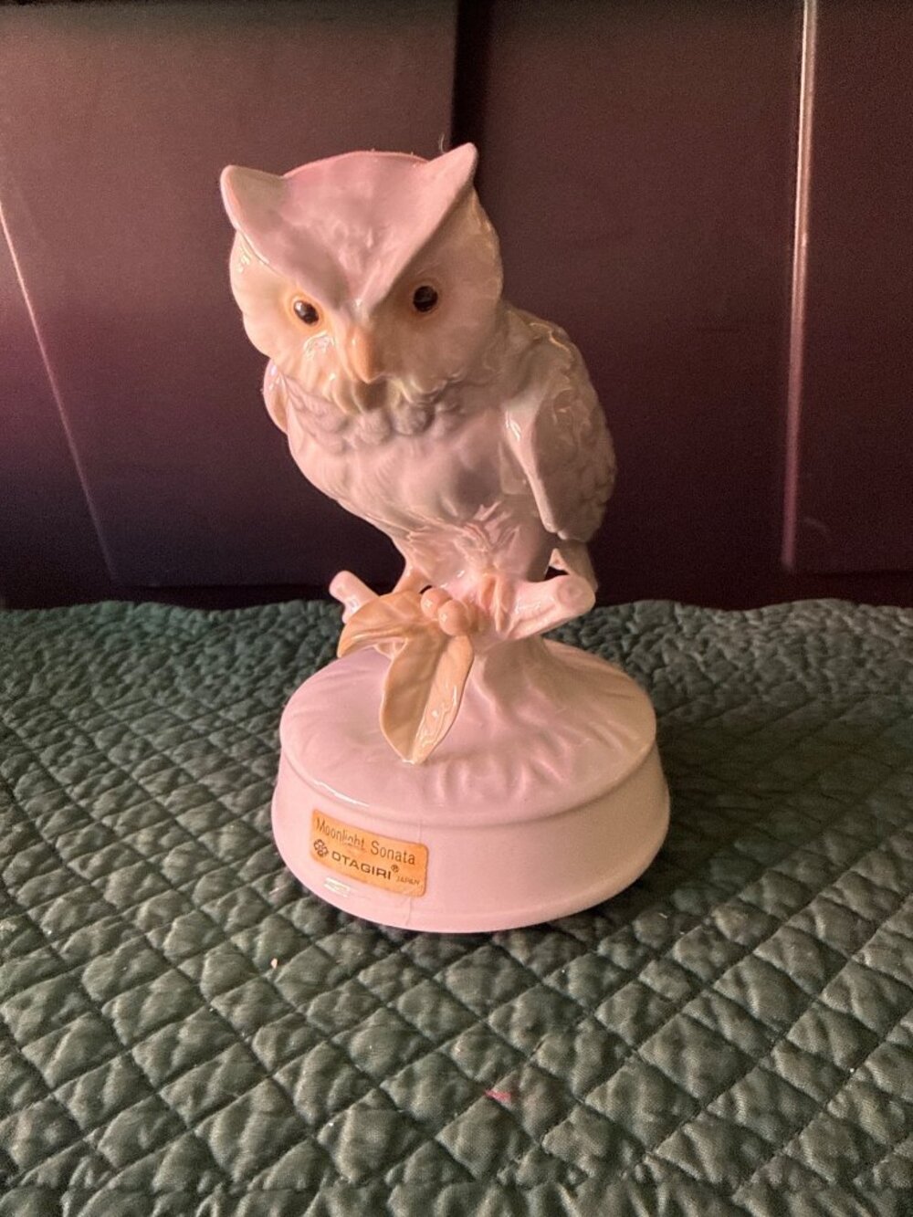 Vintage Otagiri Japan Music Box Owl Plays Moonlight Serenade Porcelain